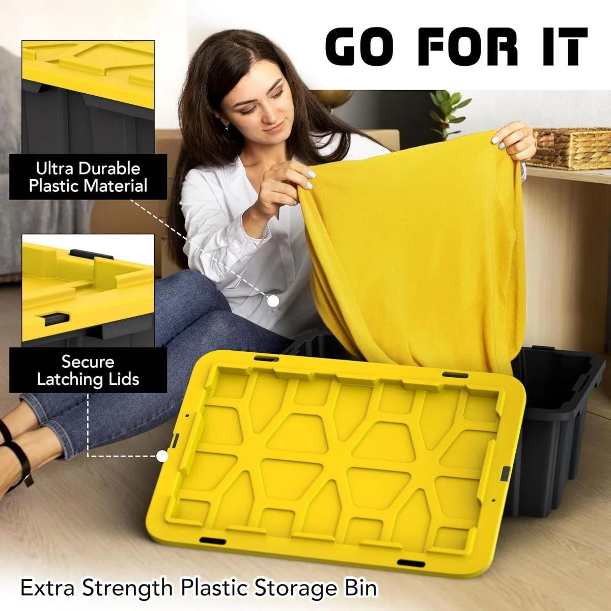 12 Gallon Clear Plastic Storage Bin with Latching Lids M28917