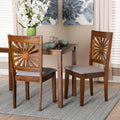 Grey Fabric and Walnut Brown Wood 2-Piece Dining Chair Set F535526