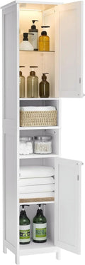 Cloud White Tall Bathroom Storage Cabinet with Adjustable Shelves V6599