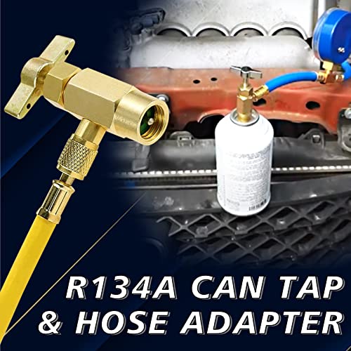 R1234YF Self-Sealing Puncture Style Refrigerant Can Tap Valve with Hose Adapters C647102