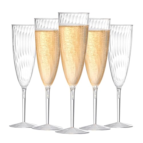 24Pcs 6 Oz Clear Plastic Champagne Flutes A3935