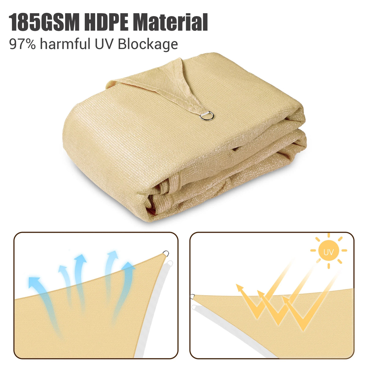 Beige Rectangle Sun Shade Sail G939105
