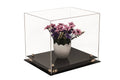 Clear Acrylic Display Case - Medium Rectangle Box with Gold Risers 12.25 inch x 10 inch x 10.5 inch O9123