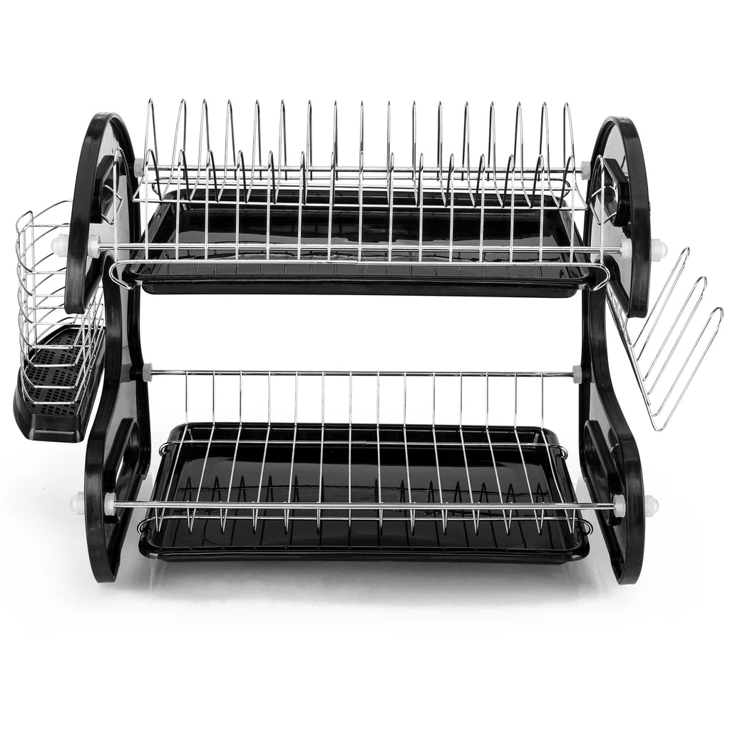 Black 2-Tier Plastic Dish Drainer S449