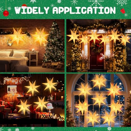 4 Pack 20 Inch Paper Lanterns with LED Star Lights M313273