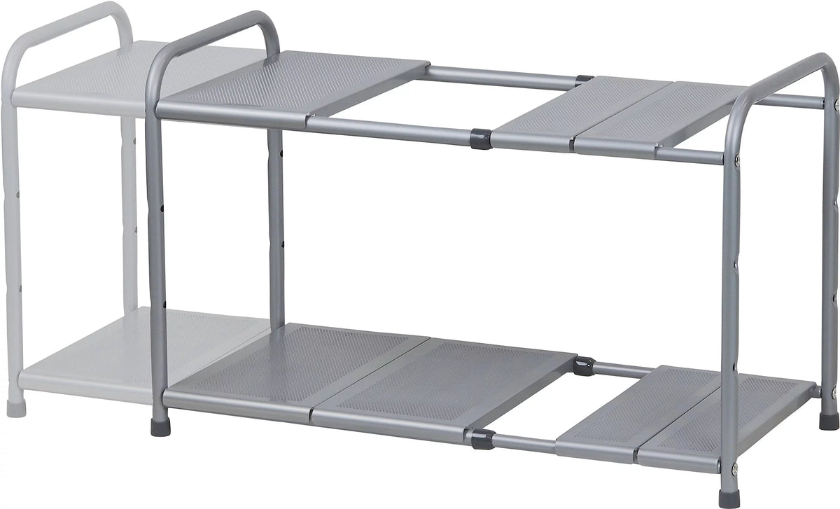 Under Sink 2 Tier Expandable Shelf Organizer Rack, Silver W405940
