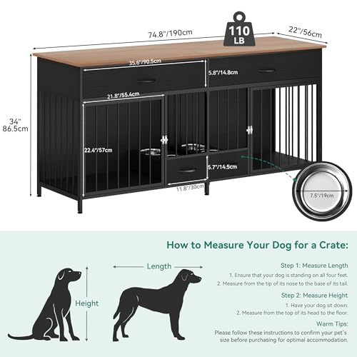Brown Wooden Double Dog Crate TV Stand with Storage R580955