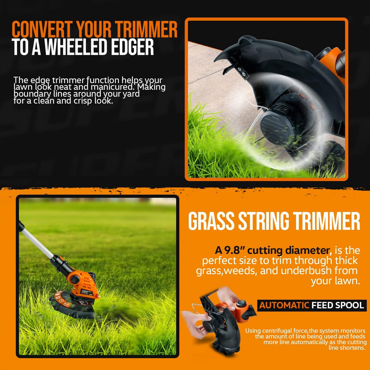 3 in 1 Tiller Weed Wacker Hedge Trimmer Garden Shear Cordless Battery 20V 2Ah Lightweight I8468