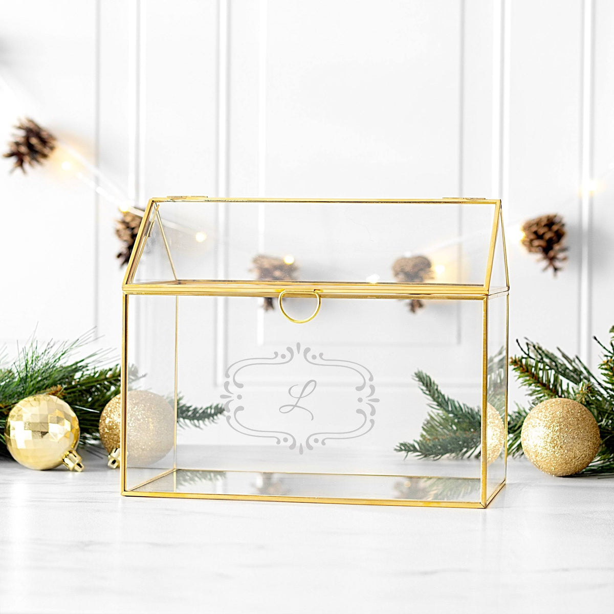 Gold Glass Terrarium Gift Card Holder I72024
