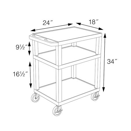 3-Shelf Plastic Utility Cart K232