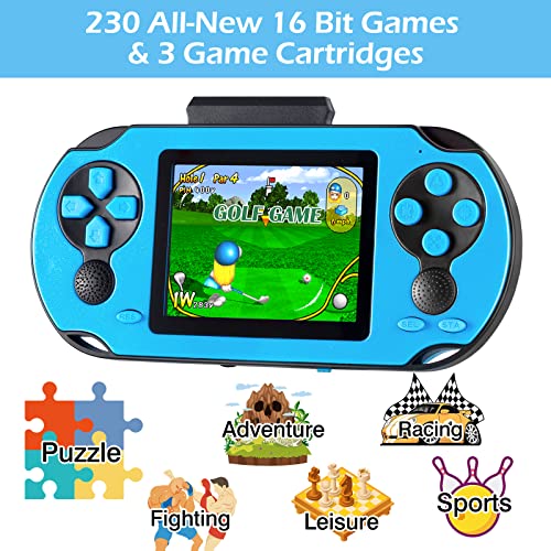 Blue Handheld Game with 230 Preloaded Games C8017
