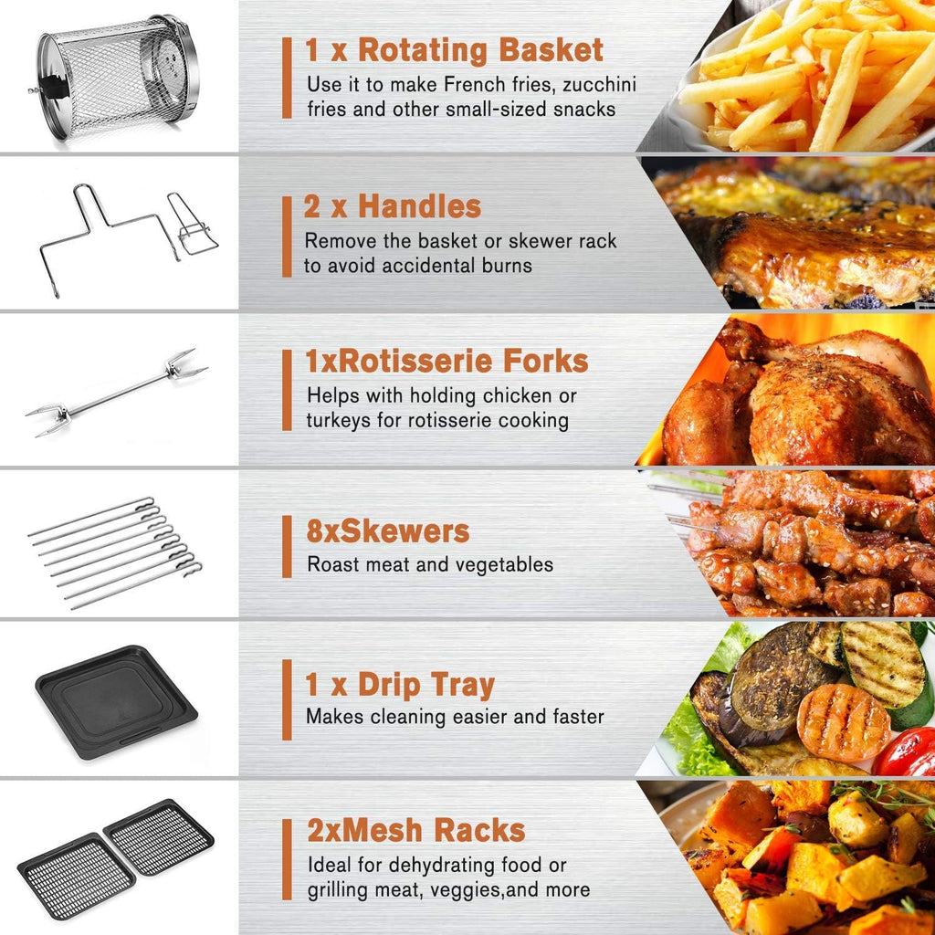 10.6 Quart 10-in-1 Air Fryer Toaster Oven with Rotisserie and Dehydrator J875