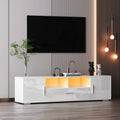 High Glossy TV Stand Cabinet with 3 Doors and Open Shelf K930739