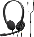 Wired On-Ear Headset with Microphone, 3.5mm Jack, Pack of 2 O7041
