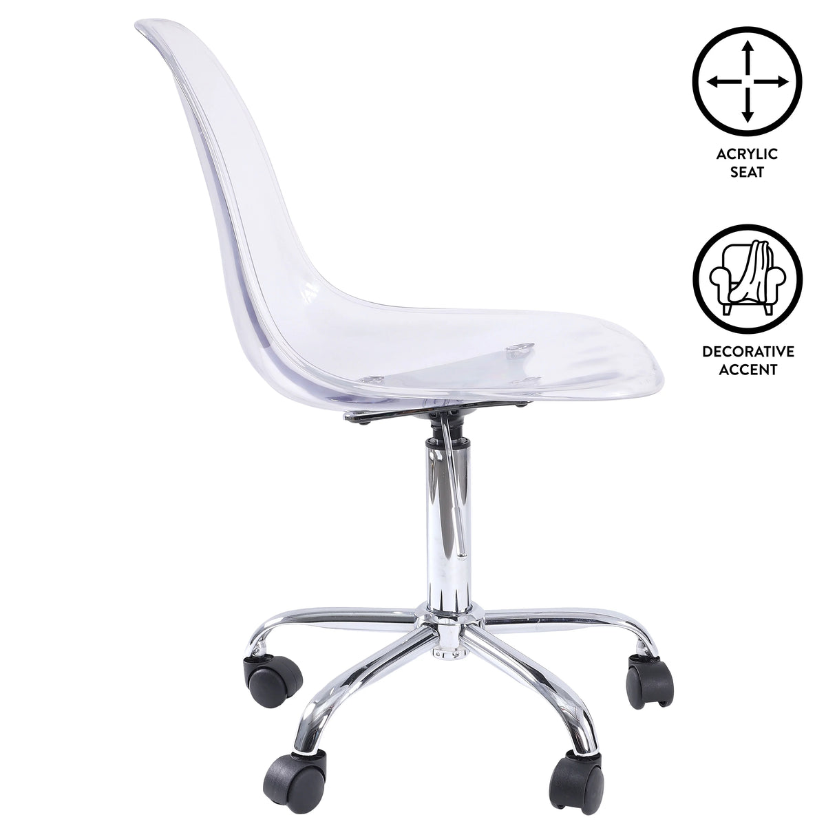 Black Acrylic Rolling Office Chair I910055