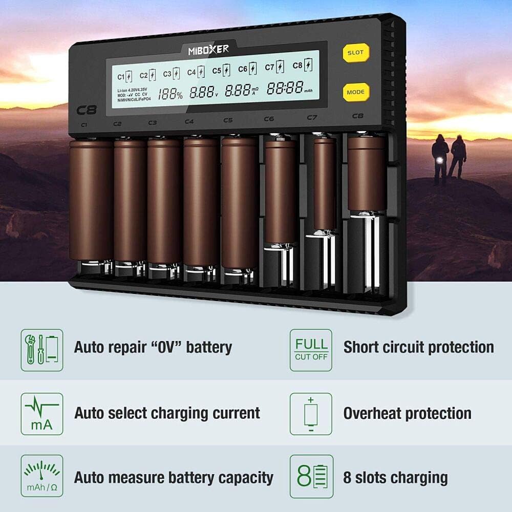 8-Bay Smart Battery Charger with LCD Display P421