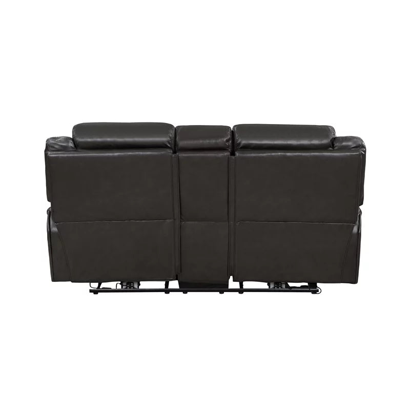 Dark Gray Faux Leather Power Double Reclining Loveseat X49545