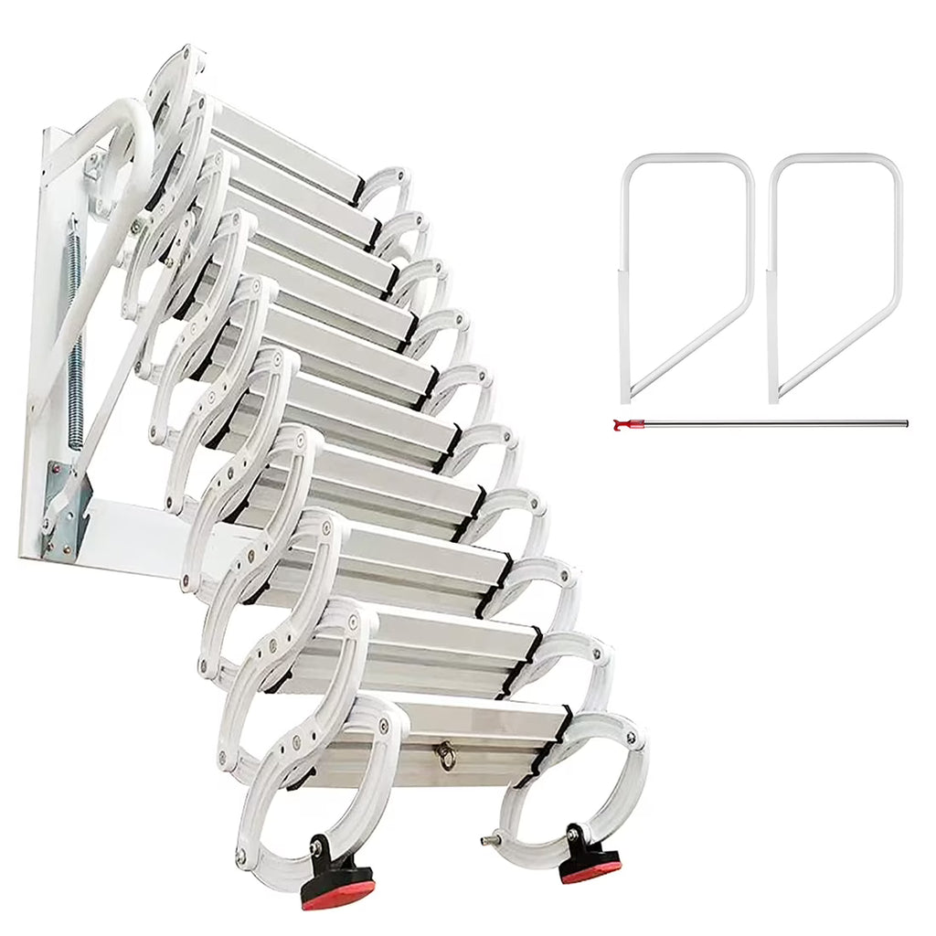 White Al-mg Alloy Wall Mounted Folding Attic Ladder B8825