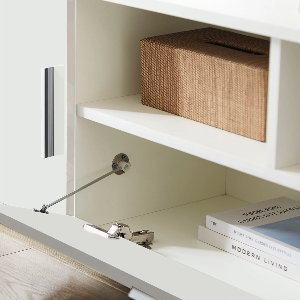 High Glossy TV Stand Cabinet with 3 Doors and Open Shelf K930739