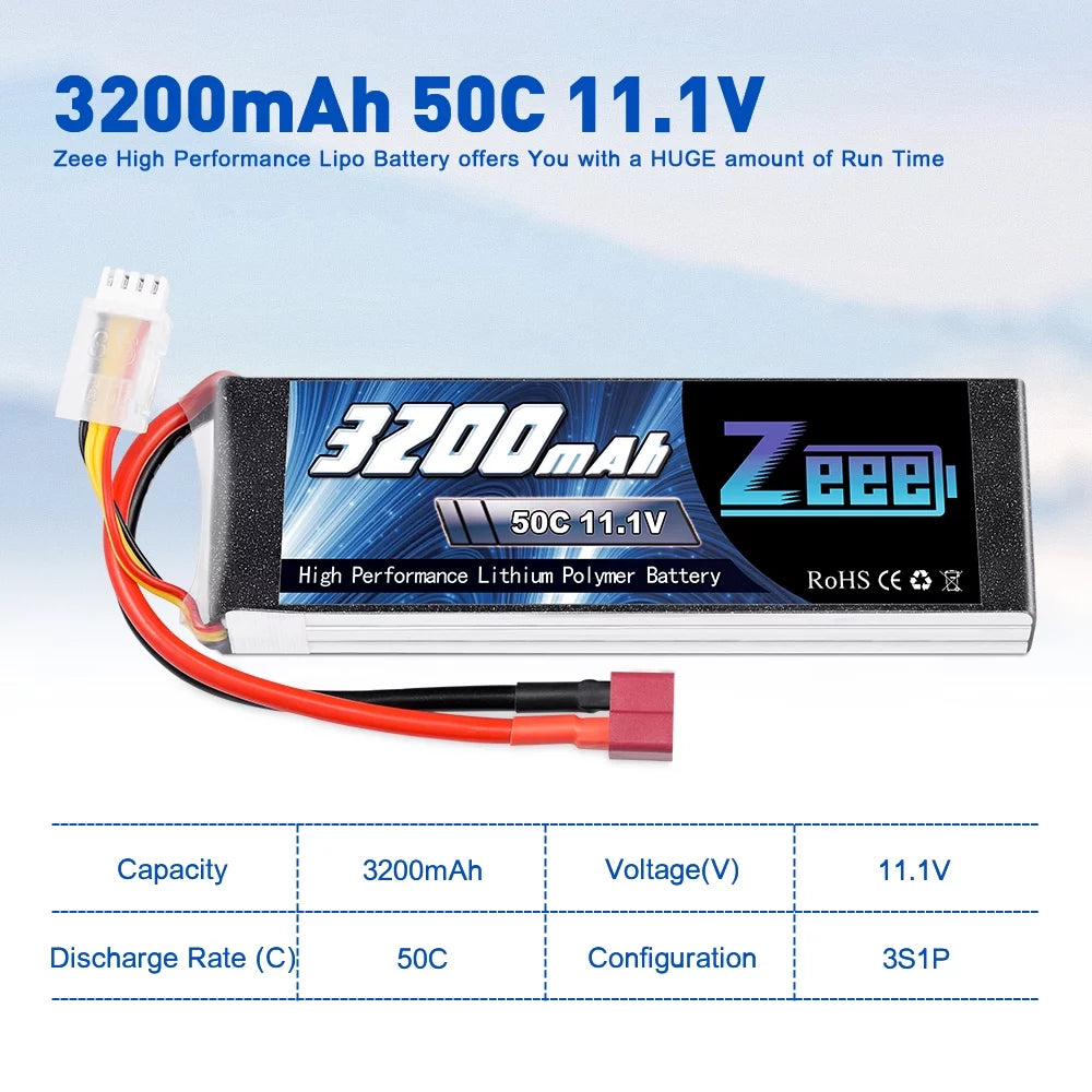 11.1V 50C 3200mAh 3S Lipo Battery 2 Pack O1876