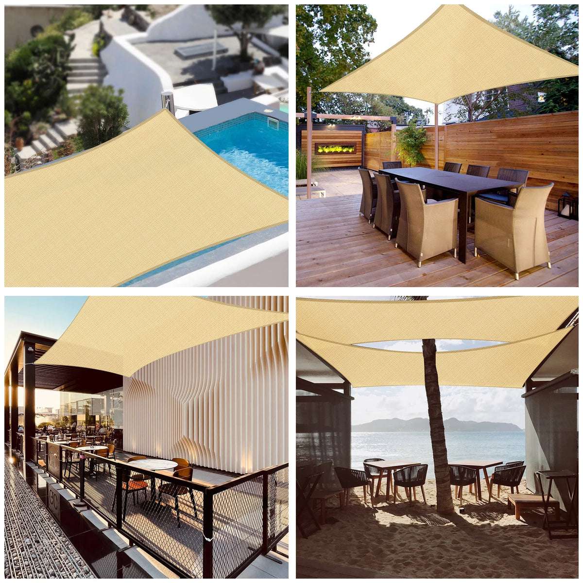 Beige Rectangle Sun Shade Sail G939105