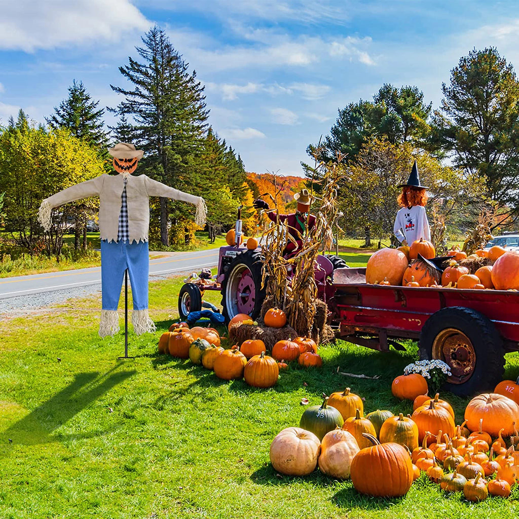 7.5 Feet Halloween Scarecrow Ghost Decorations with Metal Stand Y9410