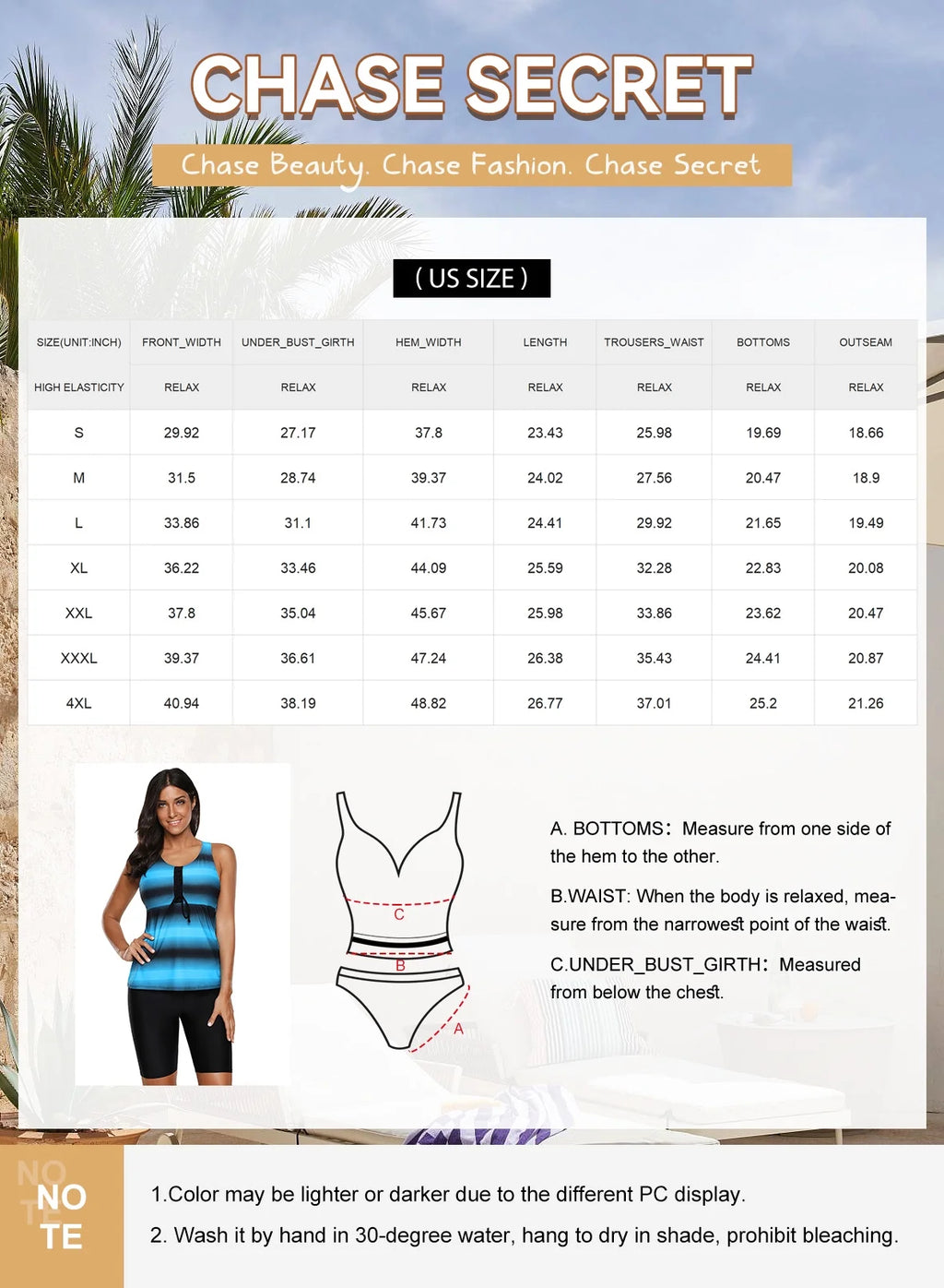 Two Piece Tankini Bathing Suits with Short Capri H62343