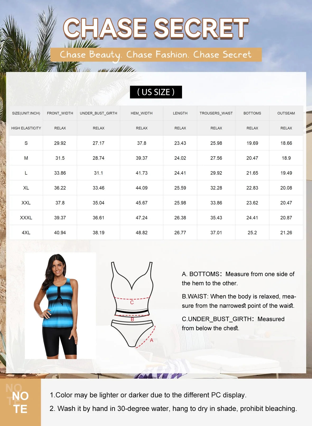 Two Piece Tankini Bathing Suits with Short Capri H62343