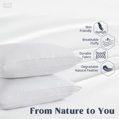 Set of 2 King Size Goose Feathers and Down White Pillows with Cotton Cover J69593