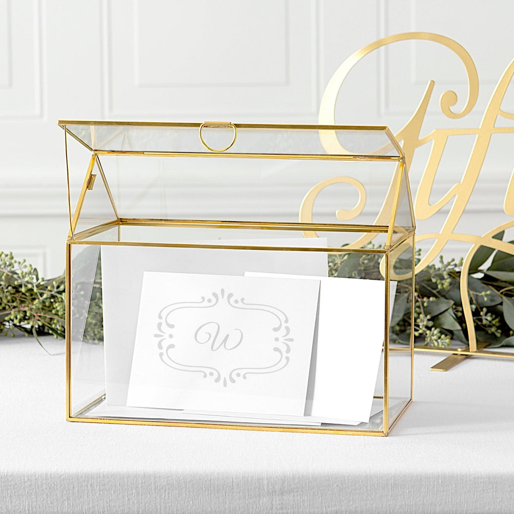 Gold Glass Terrarium Gift Card Holder I72024