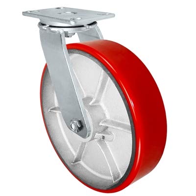12 x 3 Heavy Duty Swivel Caster with Red Polyurethane Wheel P185638