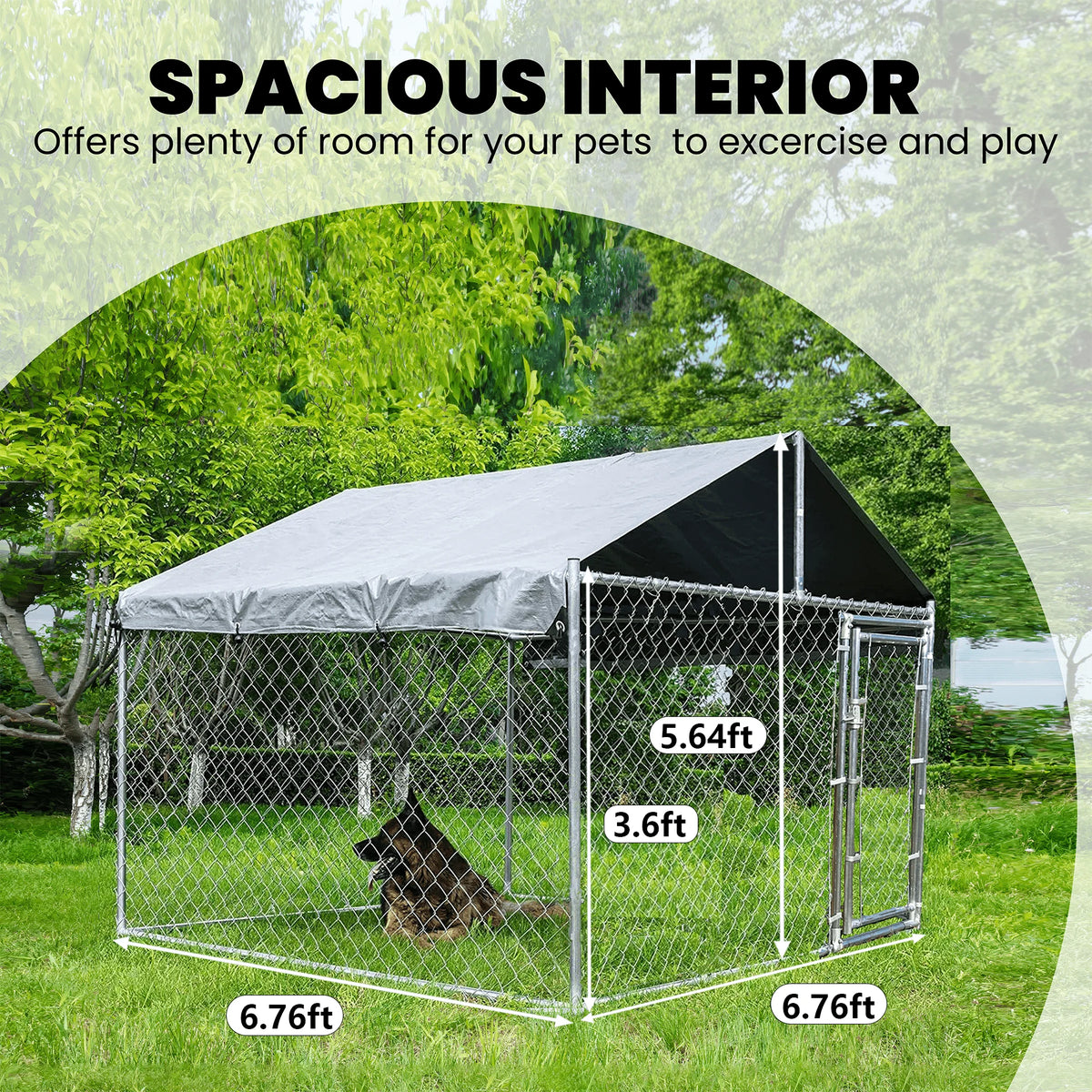 Large Outdoor Dog Kennel with Waterproof Cover and Lock C185659