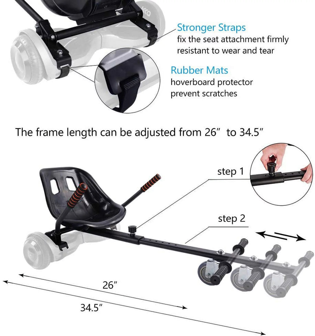 Hoverboard Seat Attachment Go-Kart for 6.5”/8”/10” Hoverboards C163