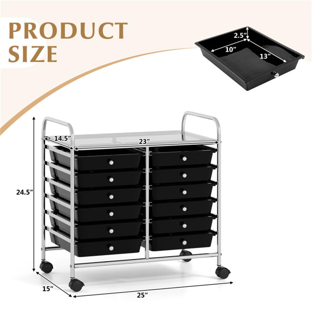 12 Drawer Rolling Storage Cart with Wheels O56942