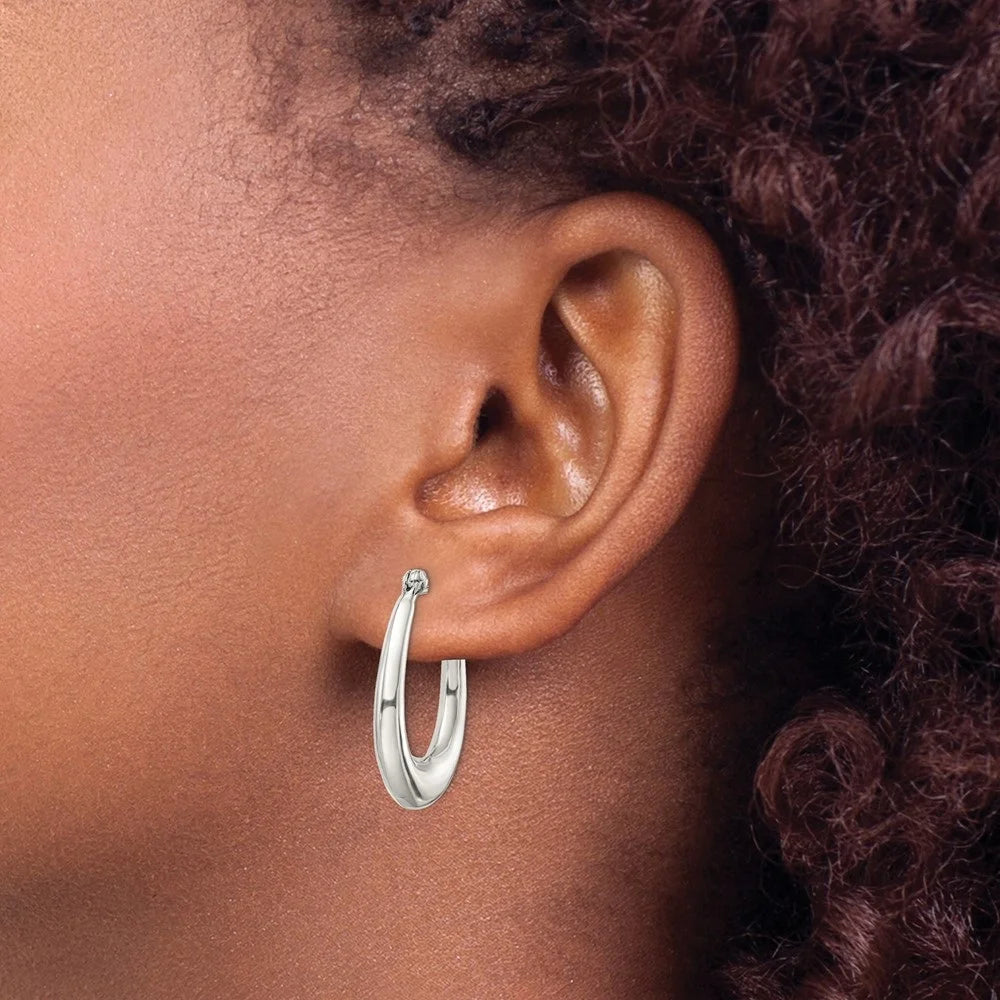 925 Sterling Silver Oval Hoop Earrings E340453