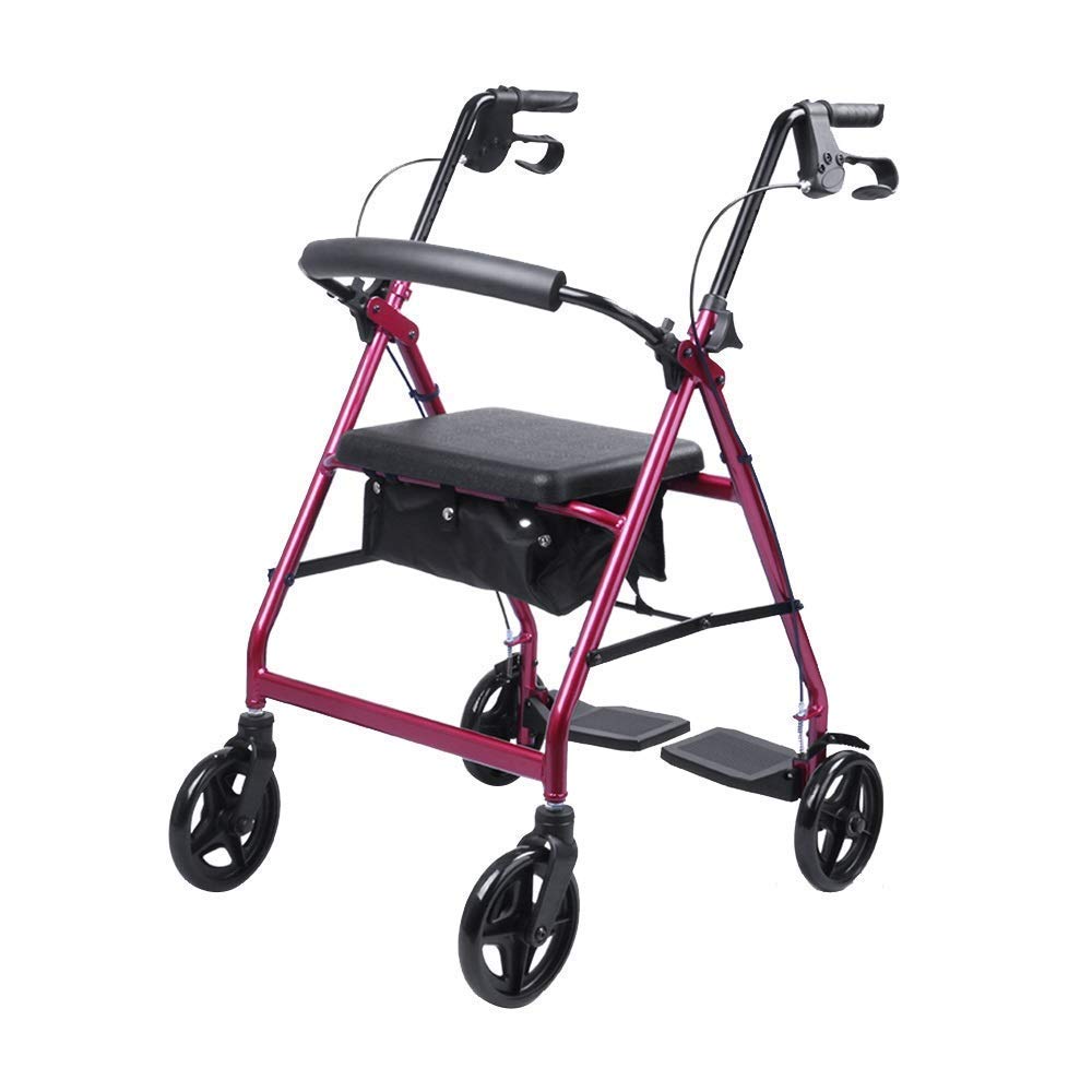 Heavy Duty Folding Aluminum Rollator Walker with Seat and Wheels D55922
