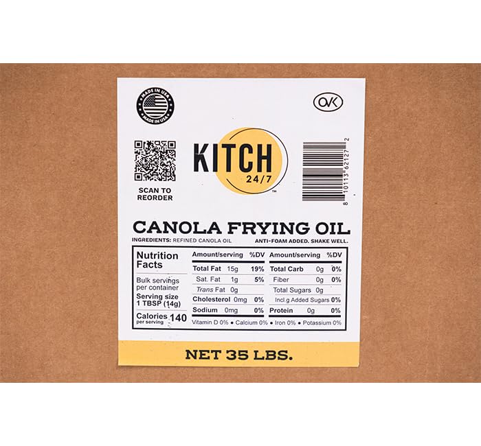 Canola Frying Oil 35 Lb High Smoke Point Bulk Cooking Oil A310970