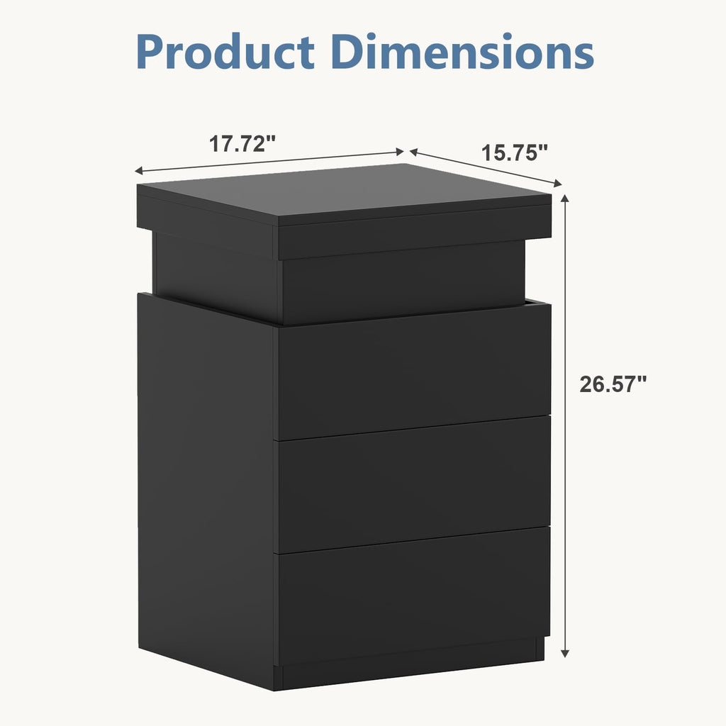 Black Nightstand with Charging Station F786