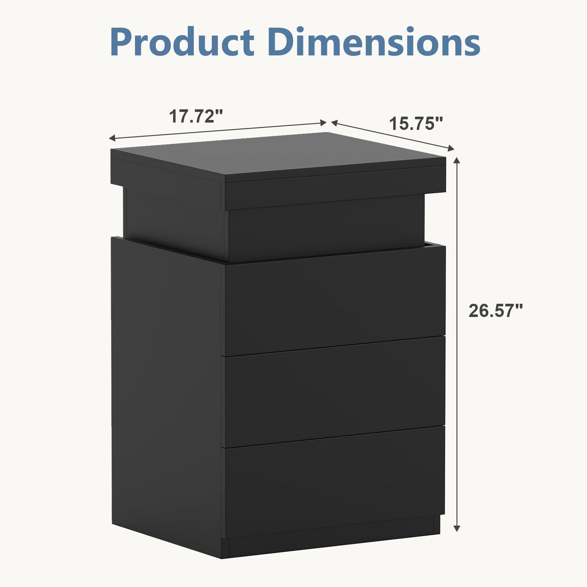 Black Nightstand with Charging Station F786