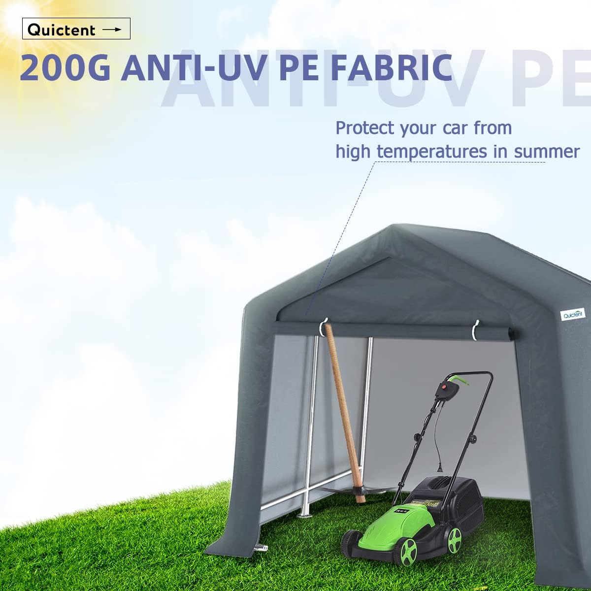 Gray 6x6 ft Portable Garage Shelter Outdoor Storage Shed Car Canopy Carport O611658