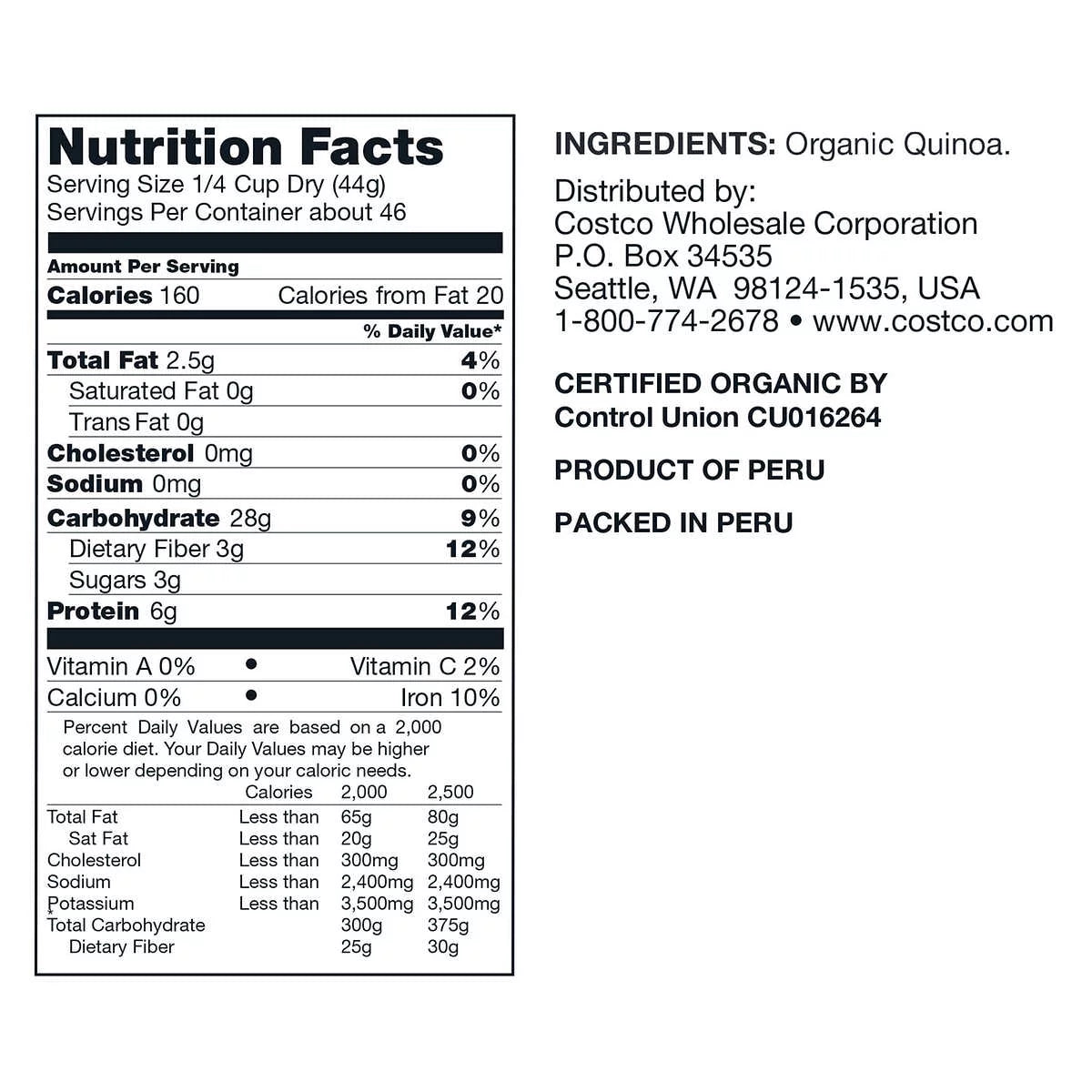 Organic Quinoa, Resealable Bag 4.5 lbs (2 PACK) Z573
