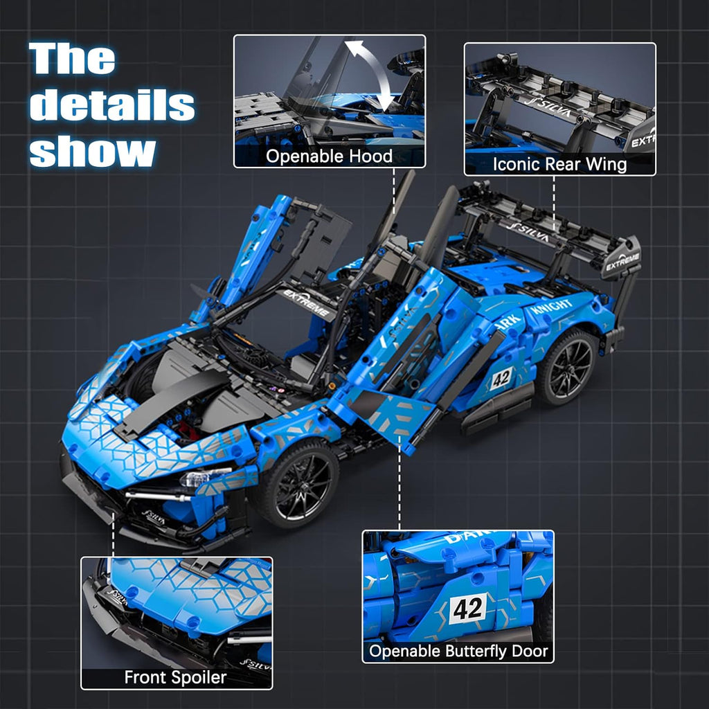 Sports Car MOC Building Set, 1:10 Scale Model, 2088 Pieces J962296