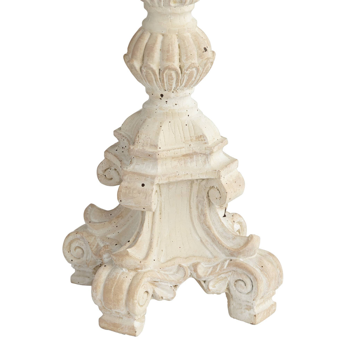 Whitewashed Carved Pillar Candle Holders Set of 3 H778