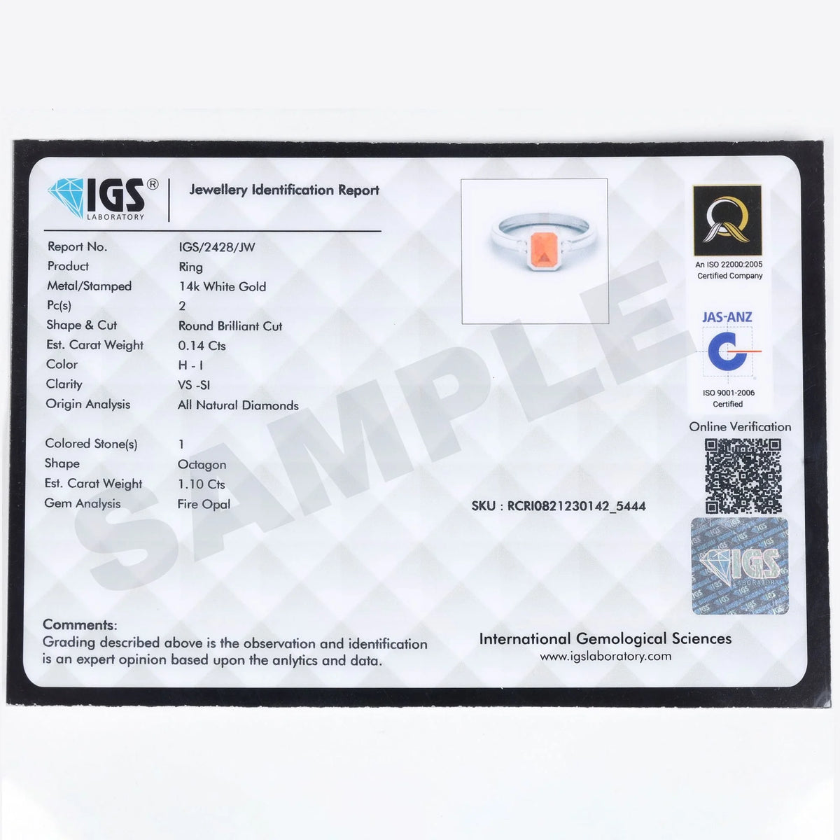 Zircon Engagement Ring 925 Sterling Silver I406