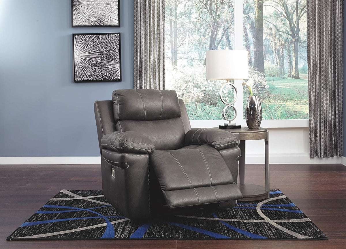 Faux Leather Power Recliner with Adjustable Headrest, Gray X870