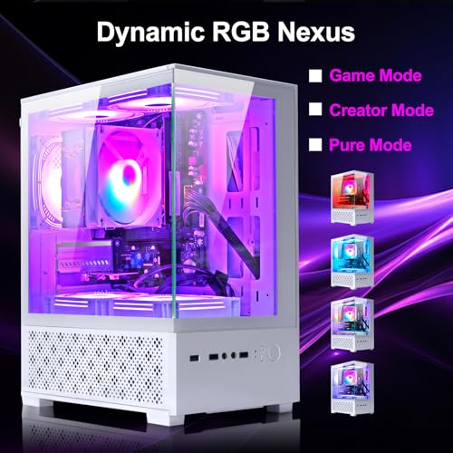 White Desktop PC AMD Ryzen 7-5700G 8 core 3.9GHz 16G DDR4 RAM 512GB NVME SSD Tower Computer with Power Supply 400W H756