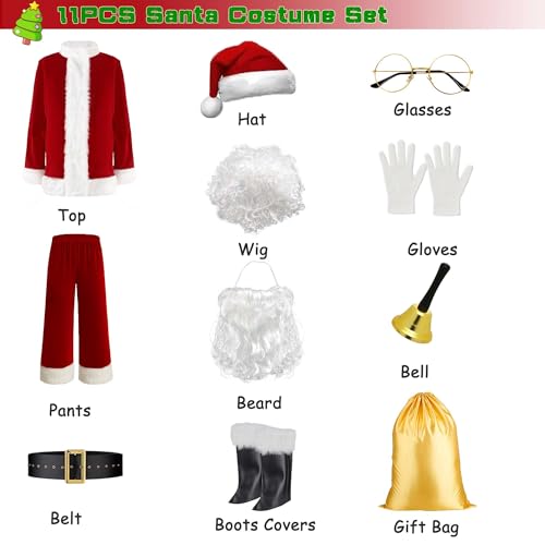 11 Pc Santa Claus Costume Suit H502