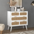 White 3 Drawer Rattan Wood Dresser J8879