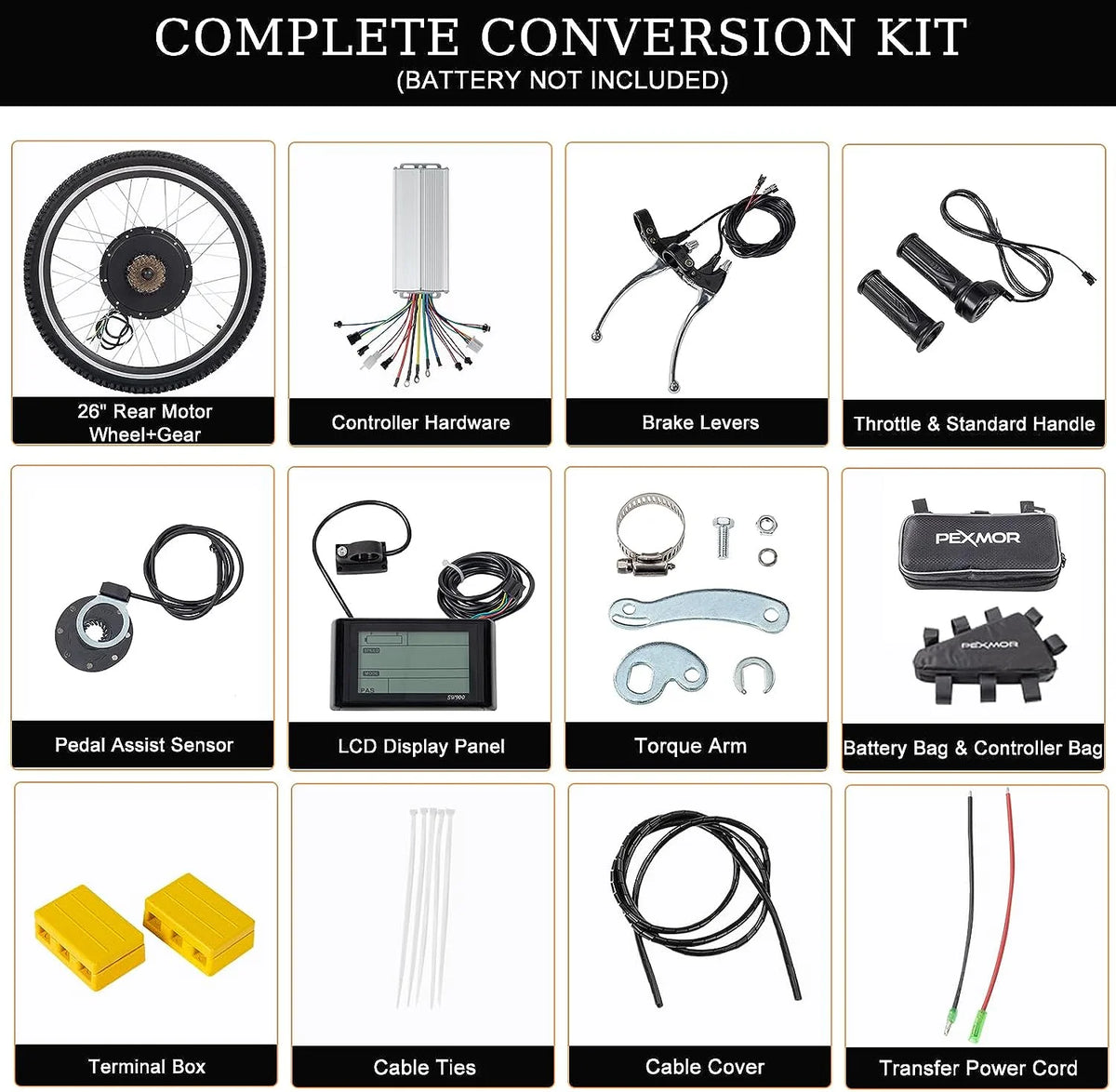 48V 1500W 26" Rear Wheel Electric Bike Conversion Kit O963805