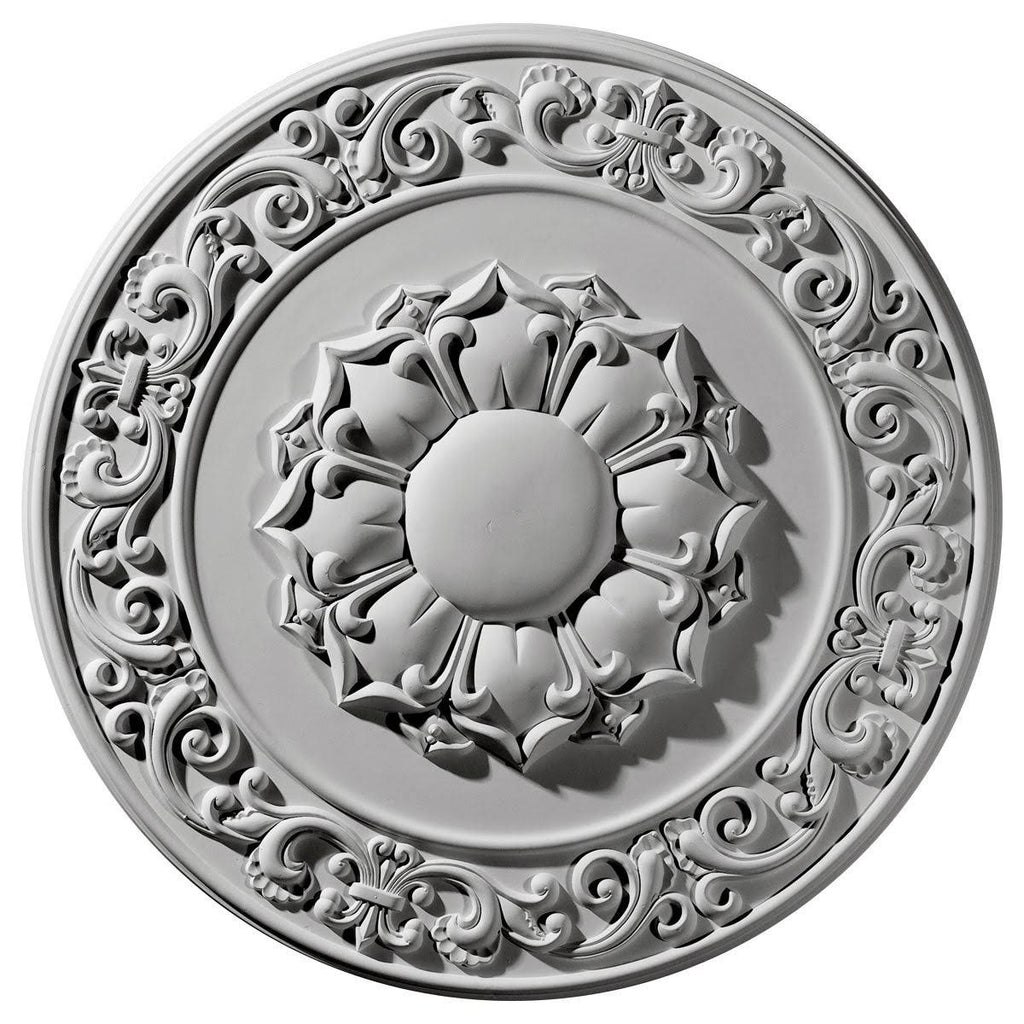 27 3/4x22OD x 2x22P Hand-Painted Silver Ceiling Medallion U95357